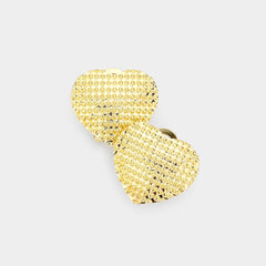 Pierced gold textured heart earrings