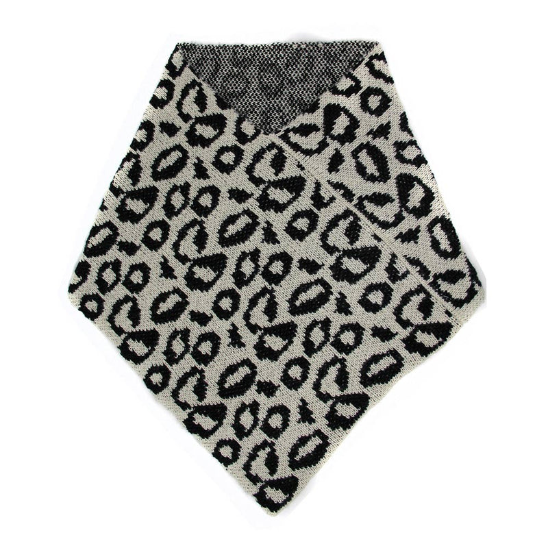 Trendy black and ivory animal print 100% acrylic sweater scarf shawl