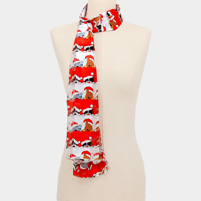 Cat and Dog polyester long Christmas scarf